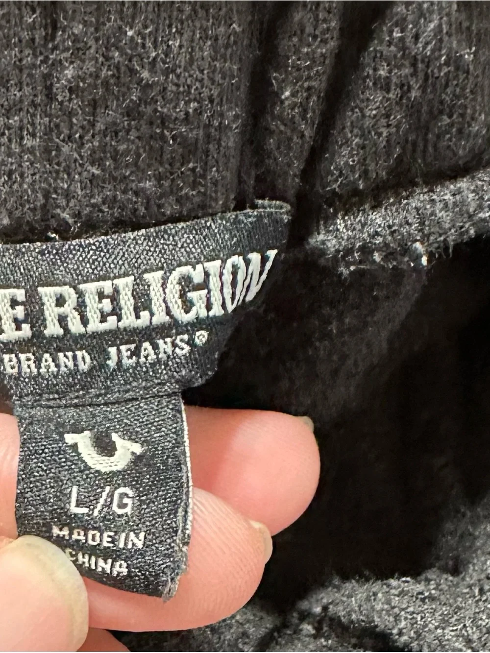 True Religion Women’s Black Cargo Sweatpants Jogger L Large Horseshoe